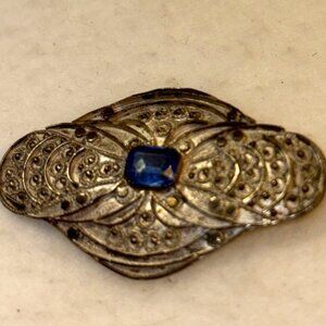 Brooch pin Blue 935 Sterling Silver Antique vintage Rare